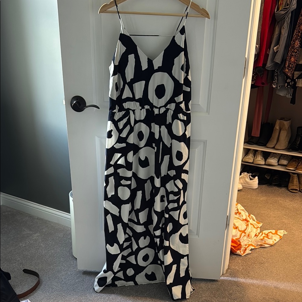 LOFT Navy and White Maxi Dress